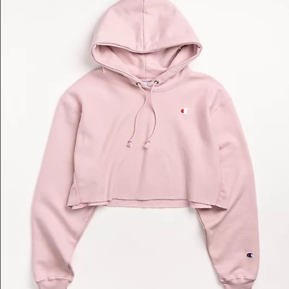 Light Pink Cropped Champion Hoodie